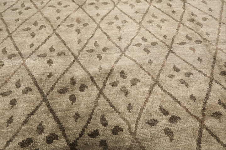 8x10 Moss, Gray, Color Hand Knotted Oushak Wool Transitional Oriental Rug