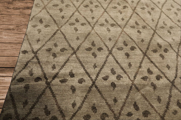 8x10 Moss, Gray, Color Hand Knotted Oushak Wool Transitional Oriental Rug