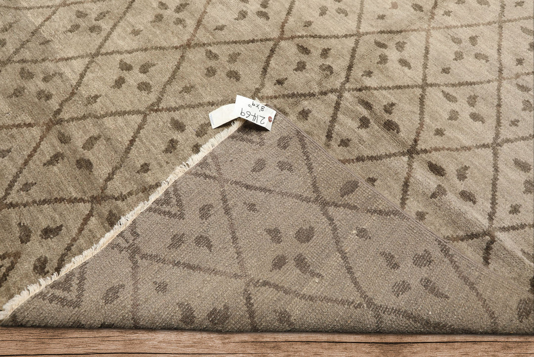8x10 Moss, Gray, Color Hand Knotted Oushak Wool Transitional Oriental Rug