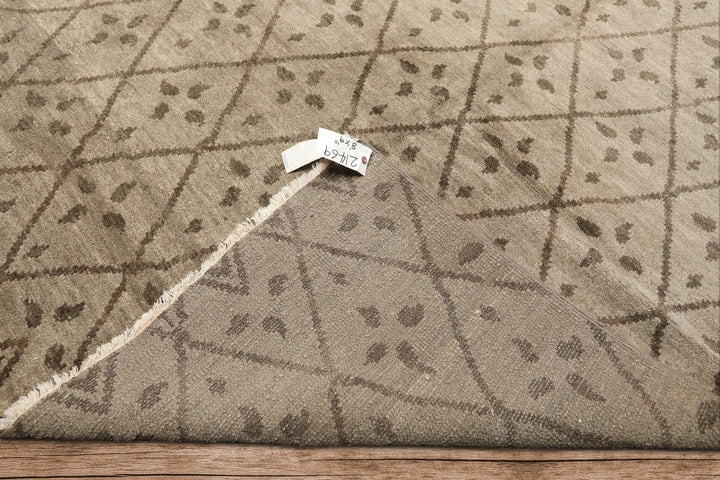 8x10 Moss, Gray, Color Hand Knotted Oushak Wool Transitional Oriental Rug