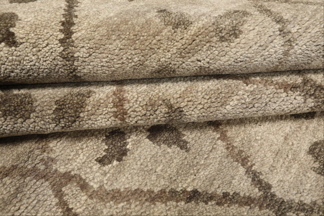 8x10 Moss, Gray, Color Hand Knotted Oushak Wool Transitional Oriental Rug