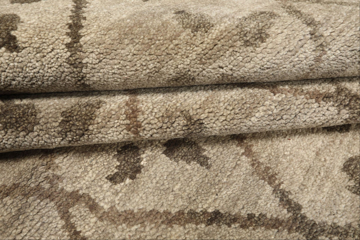 8x10 Moss, Gray, Color Hand Knotted Oushak Wool Transitional Oriental Rug