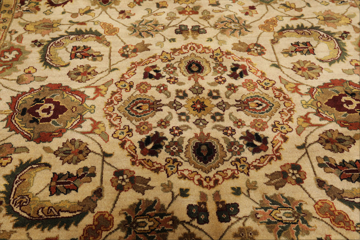 6x9 Beige, Black, Rust Color Hand Knotted Agra New Zealand Wool Traditional Oriental Rug
