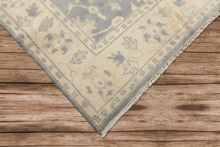 8x10 Slate, Blue, Ivory Color Hand Knotted Oushak Wool Traditional Oriental Rug
