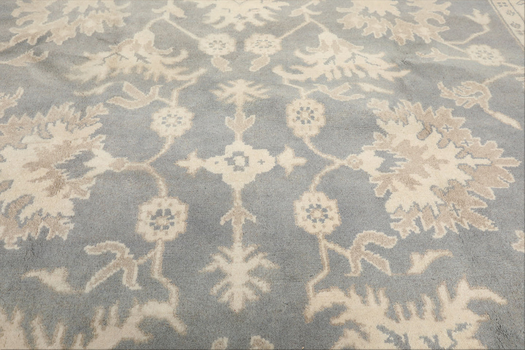 8x10 Slate, Blue, Ivory Color Hand Knotted Oushak Wool Traditional Oriental Rug