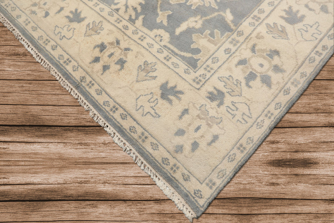 8x10 Slate, Blue, Ivory Color Hand Knotted Oushak Wool Traditional Oriental Rug