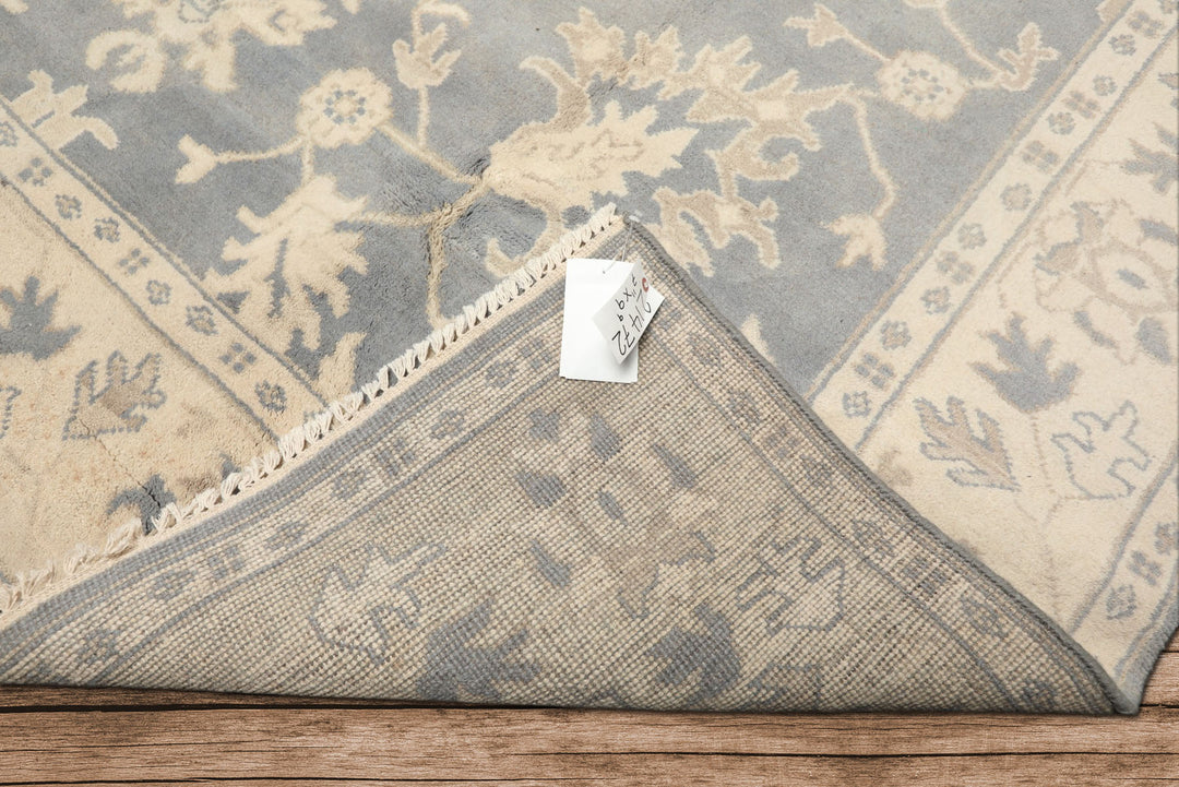 8x10 Slate, Blue, Ivory Color Hand Knotted Oushak Wool Traditional Oriental Rug
