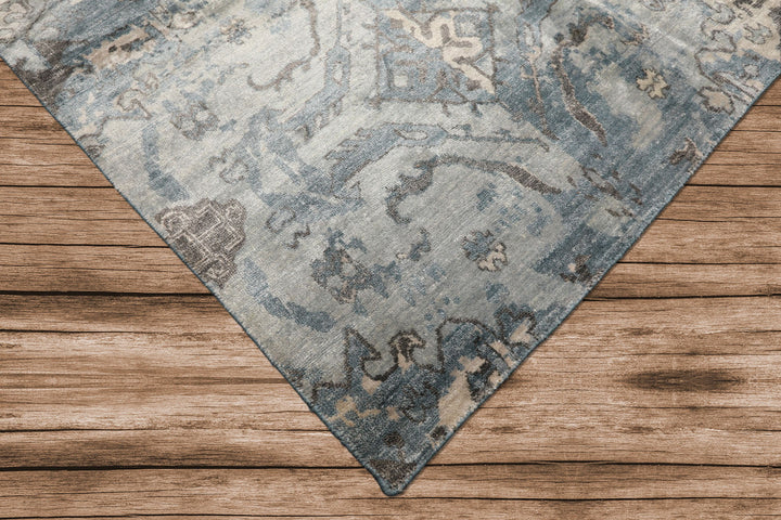8x10 Slate, Blue, Gray Color Hand Knotted Sherpa Bamboo Silk Modern &amp; Contemporary Oriental Rug