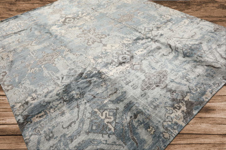 8x10 Slate, Blue, Gray Color Hand Knotted Sherpa Bamboo Silk Modern &amp; Contemporary Oriental Rug