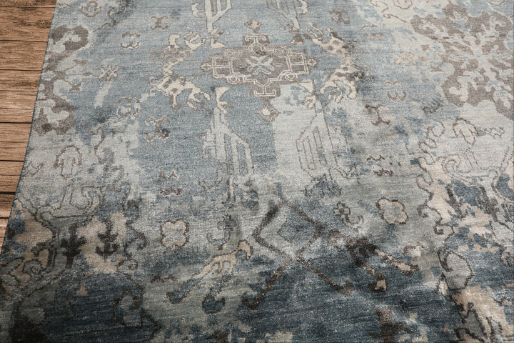 8x10 Slate, Blue, Gray Color Hand Knotted Sherpa Bamboo Silk Modern &amp; Contemporary Oriental Rug