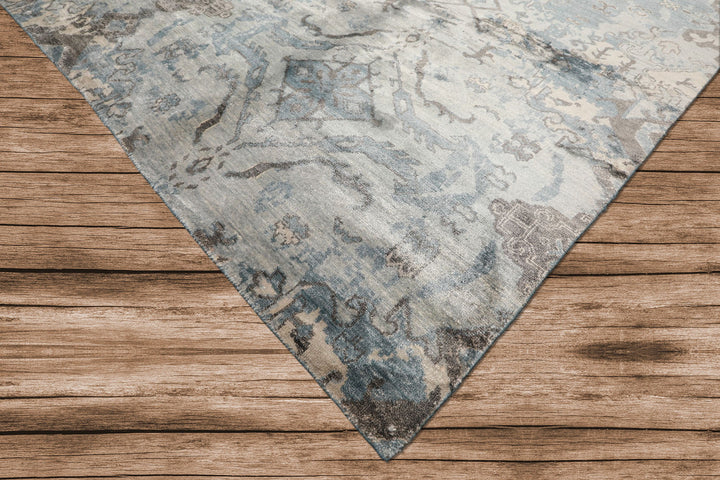 8x10 Slate, Blue, Gray Color Hand Knotted Sherpa Bamboo Silk Modern &amp; Contemporary Oriental Rug