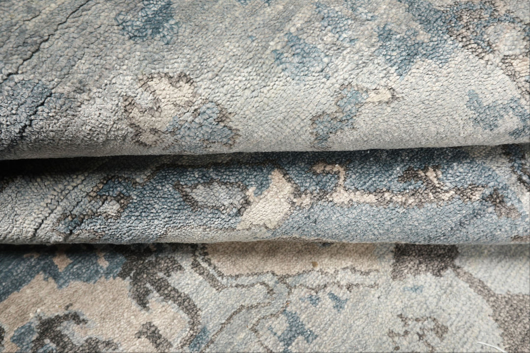 8x10 Slate, Blue, Gray Color Hand Knotted Sherpa Bamboo Silk Modern &amp; Contemporary Oriental Rug