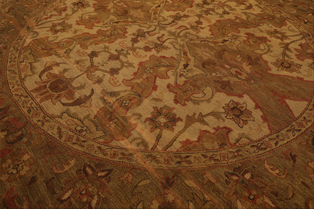8 Round Tan, Sage, Rust Color Hand Knotted Soumak Wool Traditional Oriental Rug