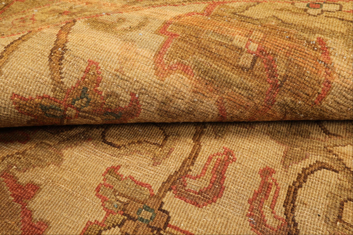 8 Round Tan, Sage, Rust Color Hand Knotted Soumak Wool Traditional Oriental Rug