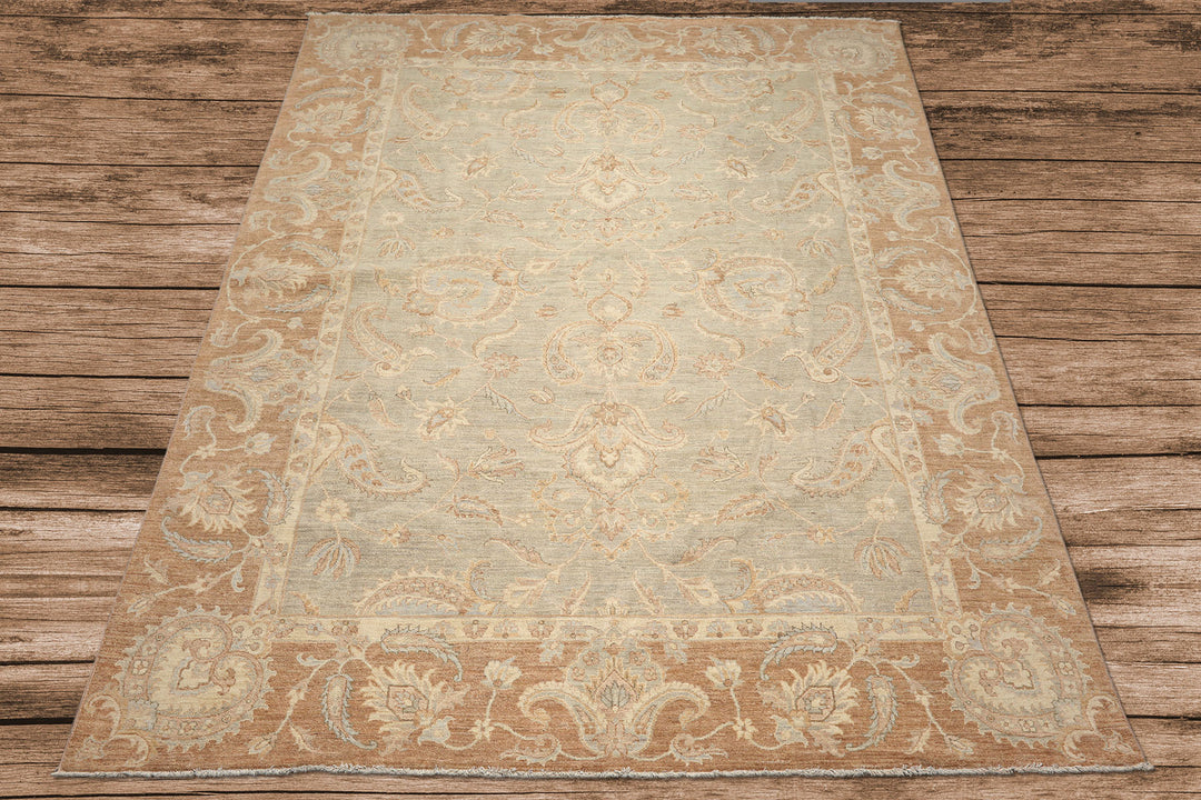 10x14 Seafoam, Mocha, Ivory Color Hand Knotted Peshawar Wool Traditional Oriental Rug