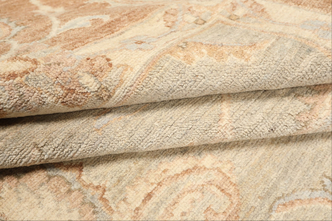 10x14 Seafoam, Mocha, Ivory Color Hand Knotted Peshawar Wool Traditional Oriental Rug