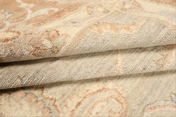 10x14 Seafoam, Mocha, Ivory Color Hand Knotted Peshawar Wool Traditional Oriental Rug
