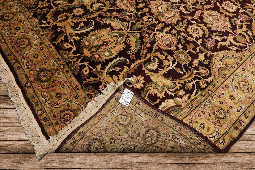 6x9 Maroon, Gold, Sage Color Hand Knotted Agra New Zealand Wool Traditional Oriental Rug