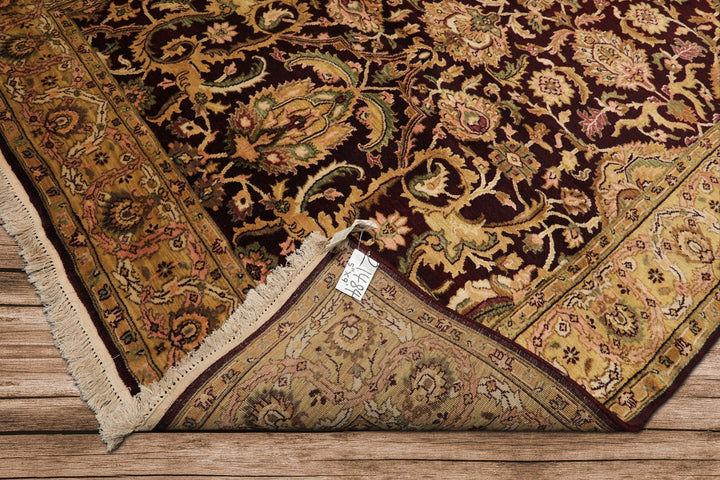 6x9 Maroon, Gold, Sage Color Hand Knotted Agra New Zealand Wool Traditional Oriental Rug