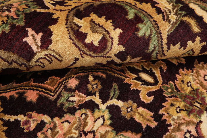 6x9 Maroon, Gold, Sage Color Hand Knotted Agra New Zealand Wool Traditional Oriental Rug