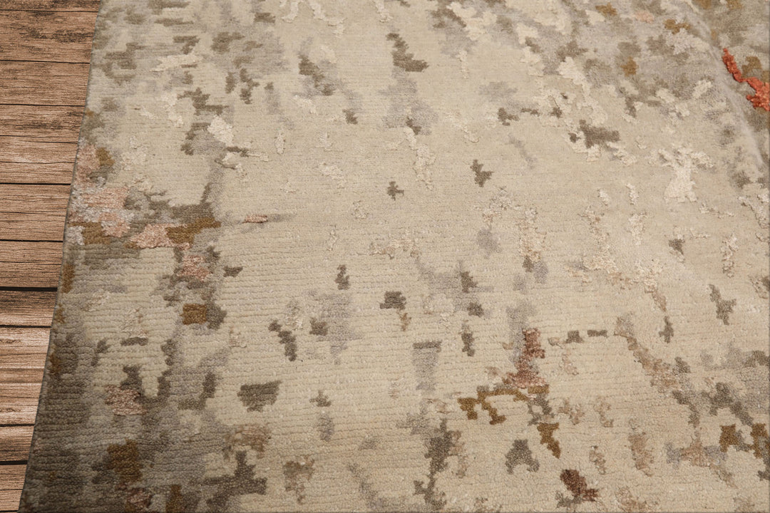 6x9 Beige, Brown, Gray Color Hand Knotted Tibetan Wool &amp; Bamboo Silk Modern &amp; Contemporary Oriental Rug