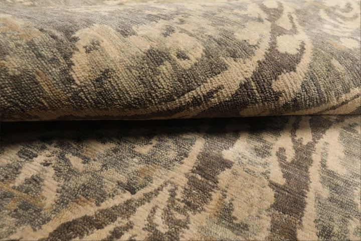 8x10 Beige, Greenish, Gray Color Hand Knotted Tibetan Wool Transitional Oriental Rug