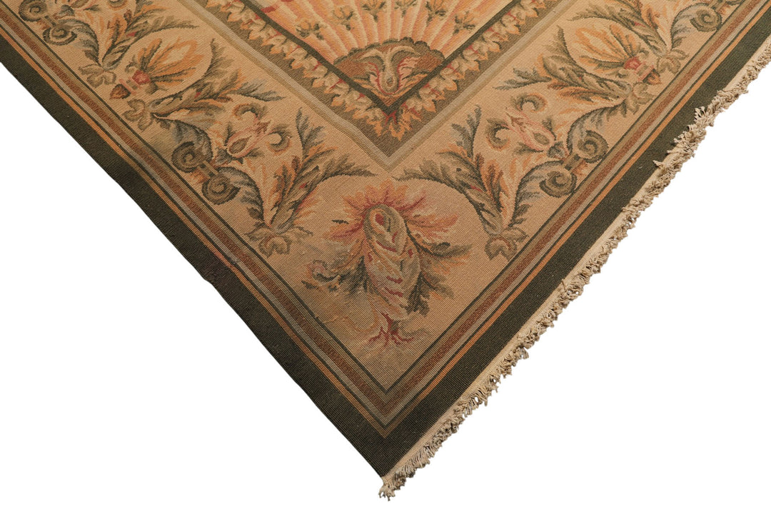 9x13 Blush, Sage, Tan Color Hand Knotted Soumak Wool Traditional Oriental Rug