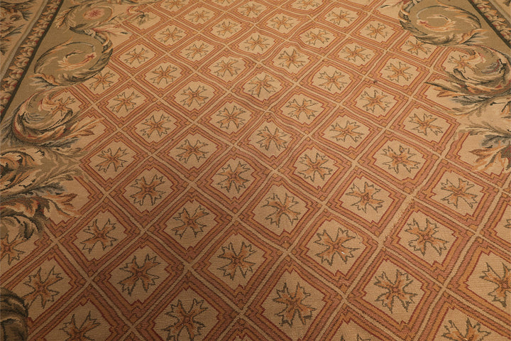 9x13 Blush, Sage, Tan Color Hand Knotted Soumak Wool Traditional Oriental Rug