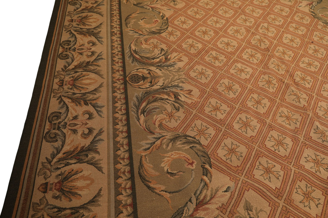9x13 Blush, Sage, Tan Color Hand Knotted Soumak Wool Traditional Oriental Rug