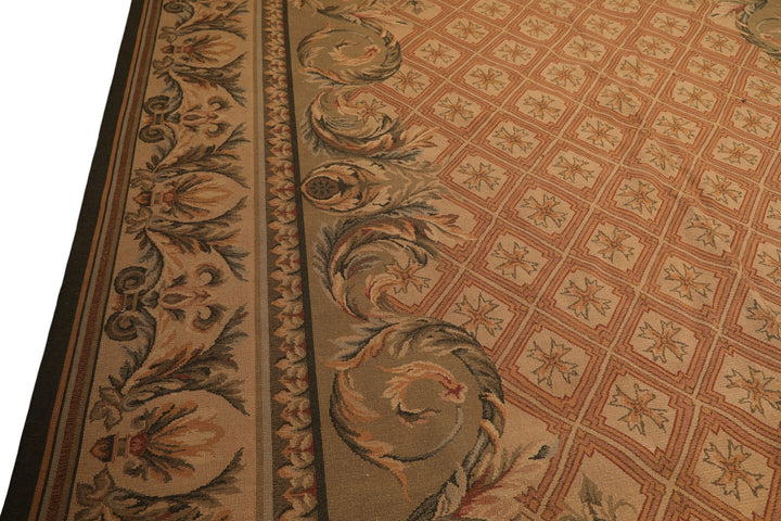 9x13 Blush, Sage, Tan Color Hand Knotted Soumak Wool Traditional Oriental Rug