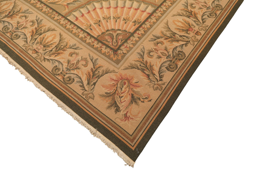 9x13 Blush, Sage, Tan Color Hand Knotted Soumak Wool Traditional Oriental Rug