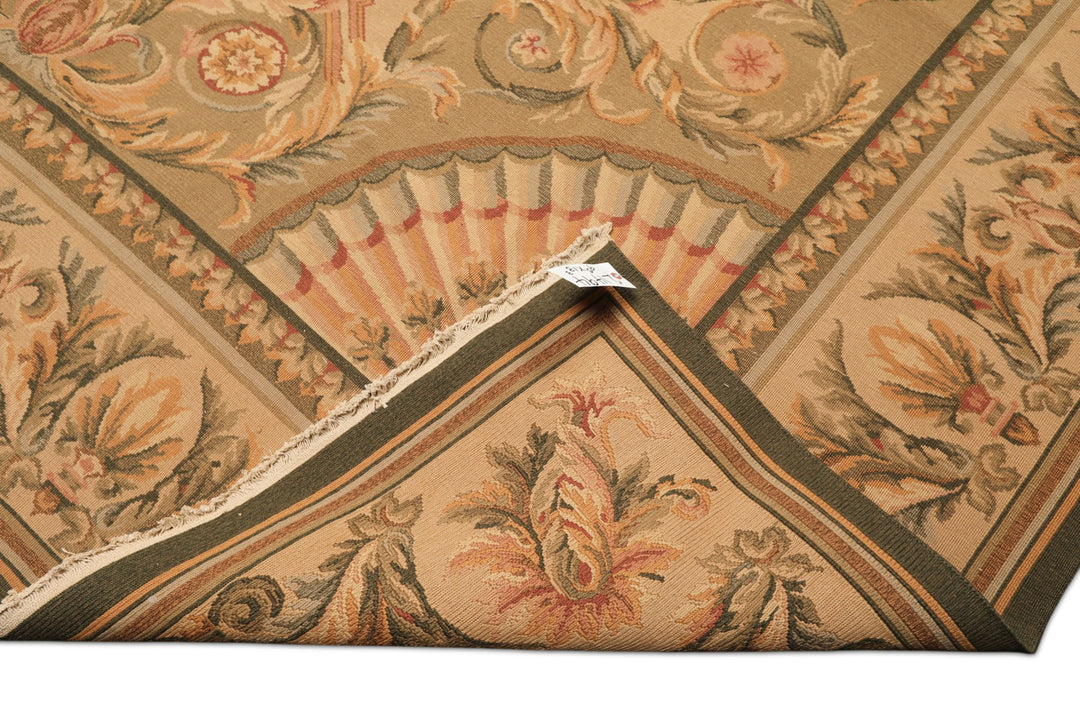 9x13 Blush, Sage, Tan Color Hand Knotted Soumak Wool Traditional Oriental Rug