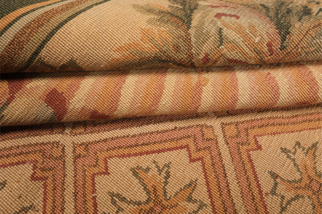 9x13 Blush, Sage, Tan Color Hand Knotted Soumak Wool Traditional Oriental Rug