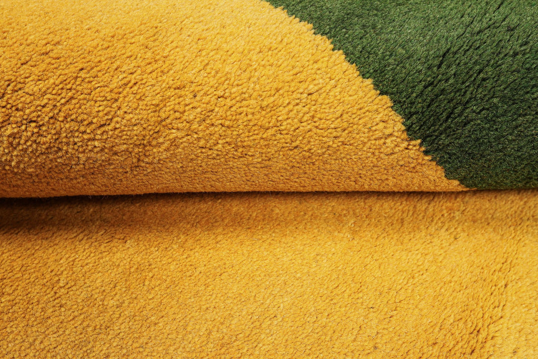 8x11 Gold, Green, Red Color Hand Knotted Gabbeh Wool Modern &amp; Contemporary Oriental Rug