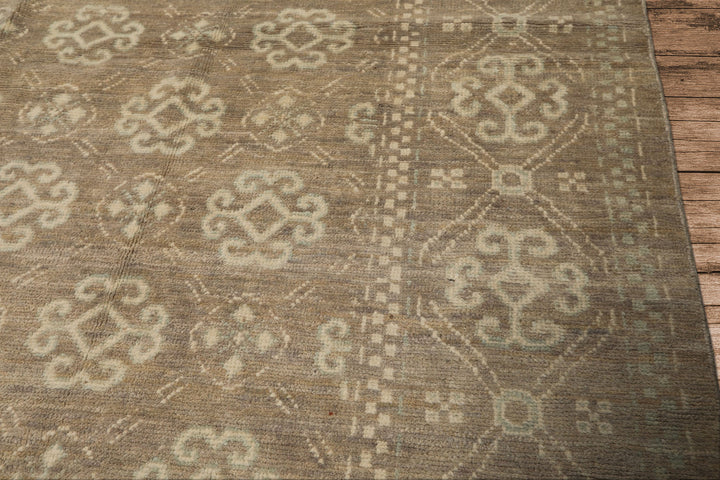 9x12 Tan, Taupe, Beige Color Hand Knotted Oushak wool Transitional Oriental Rug