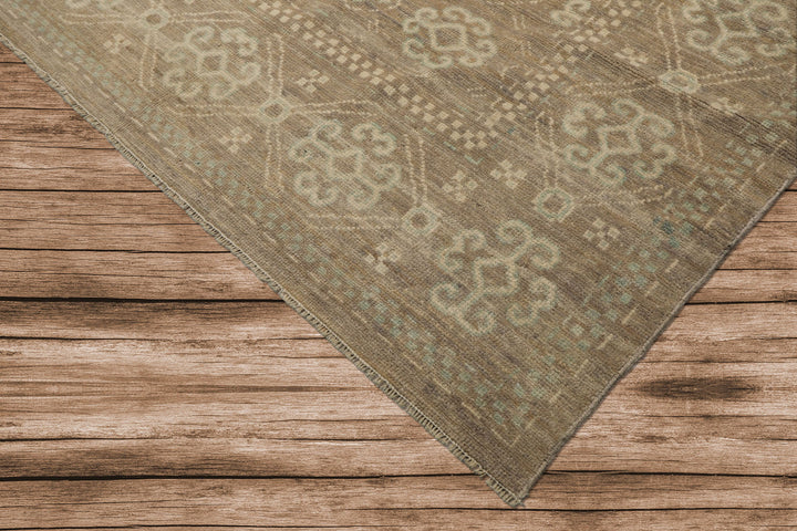 9x12 Tan, Taupe, Beige Color Hand Knotted Oushak wool Transitional Oriental Rug