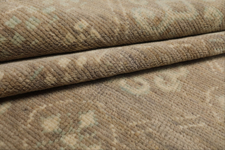 9x12 Tan, Taupe, Beige Color Hand Knotted Oushak wool Transitional Oriental Rug