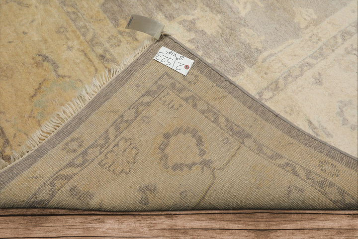9x12 Gray, Ivory, taupe Color Hand Knotted Oushak New Zealand Wool Transitional Oriental Rug