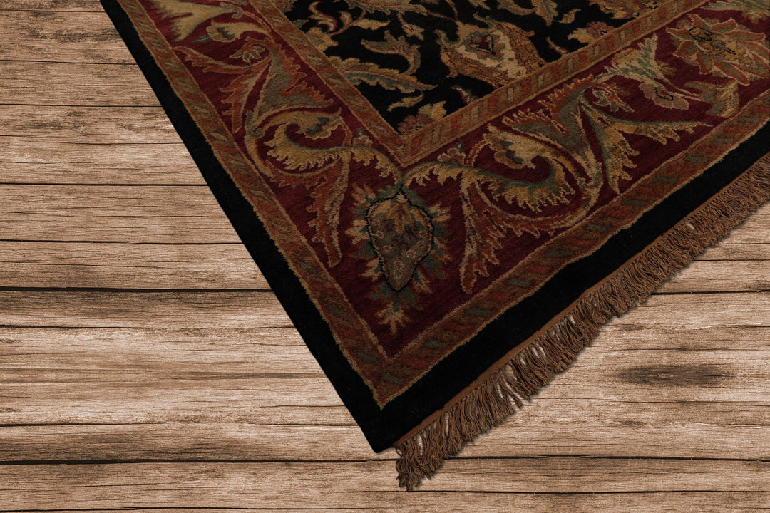 9x12 Charcoal, Rose, Sage Color Hand Knotted Agra wool Traditional Oriental Rug