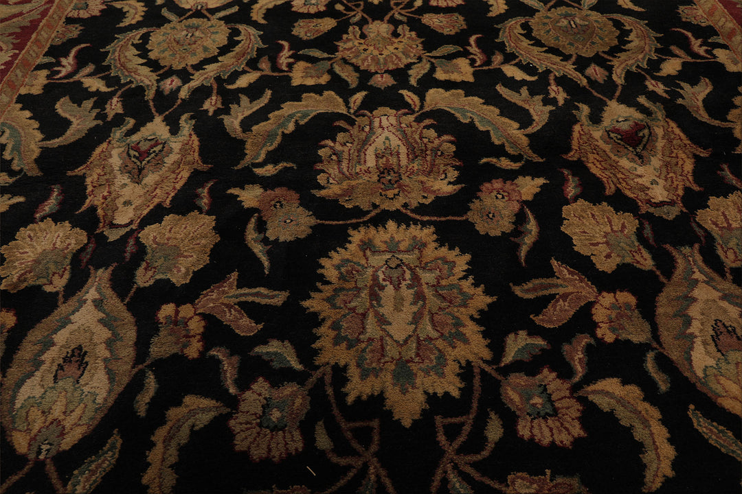 9x12 Charcoal, Rose, Sage Color Hand Knotted Agra wool Traditional Oriental Rug