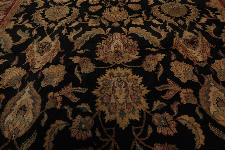 9x12 Charcoal, Rose, Sage Color Hand Knotted Agra wool Traditional Oriental Rug