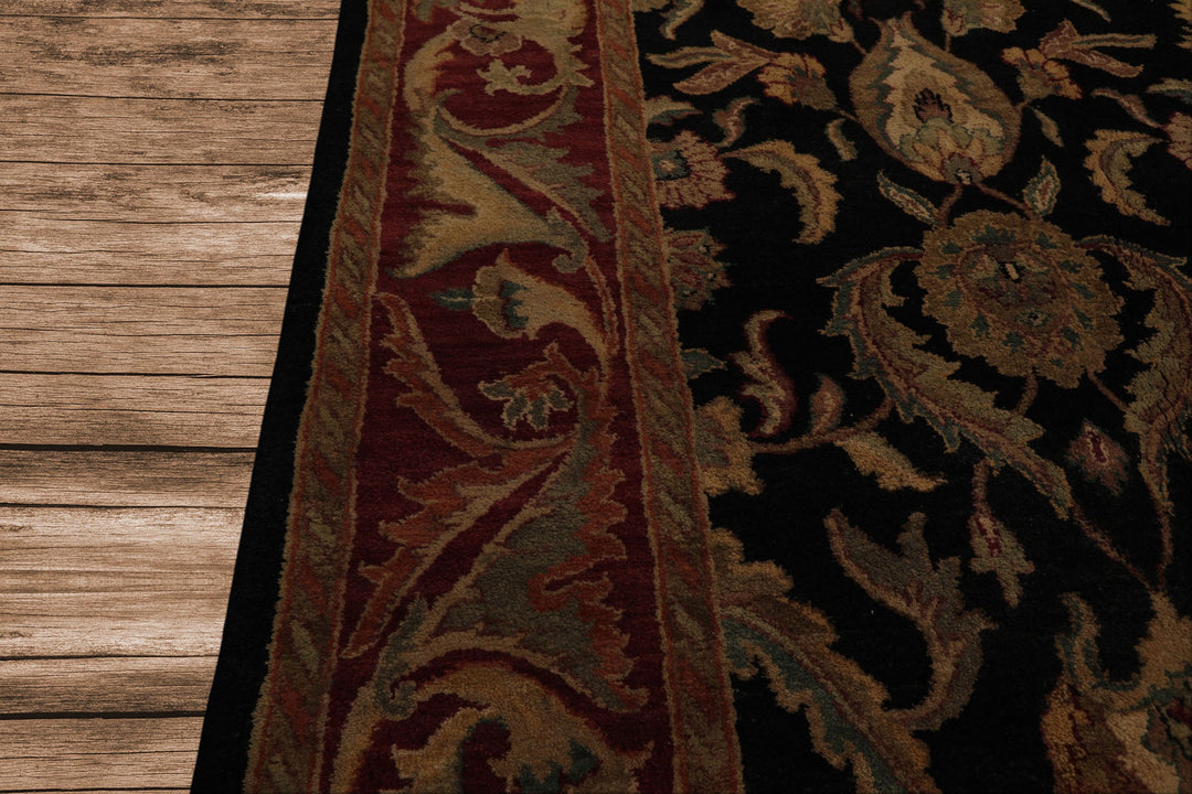9x12 Charcoal, Rose, Sage Color Hand Knotted Agra wool Traditional Oriental Rug