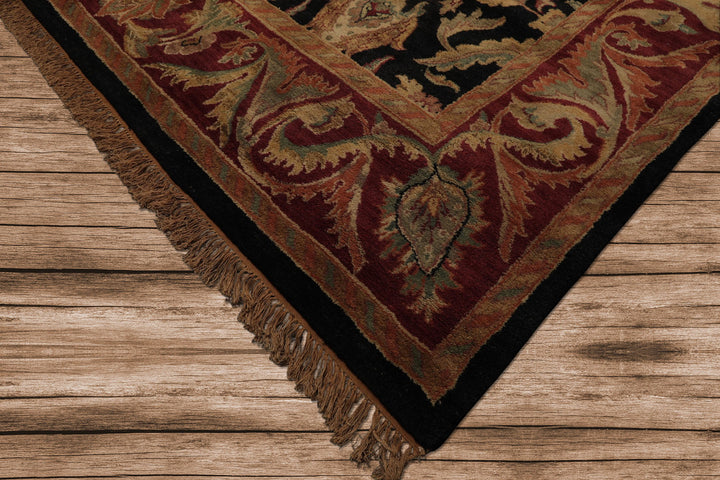 9x12 Charcoal, Rose, Sage Color Hand Knotted Agra wool Traditional Oriental Rug
