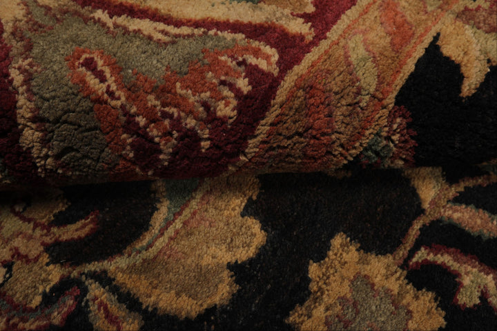 9x12 Charcoal, Rose, Sage Color Hand Knotted Agra wool Traditional Oriental Rug
