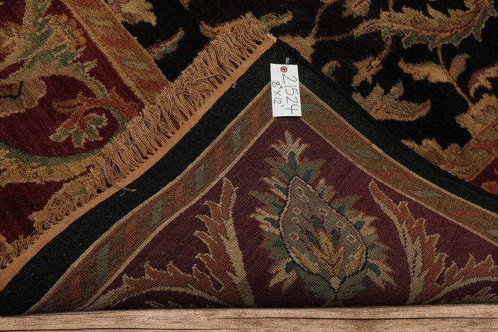 9x12 Charcoal, Rose, Sage Color Hand Knotted Agra wool Traditional Oriental Rug