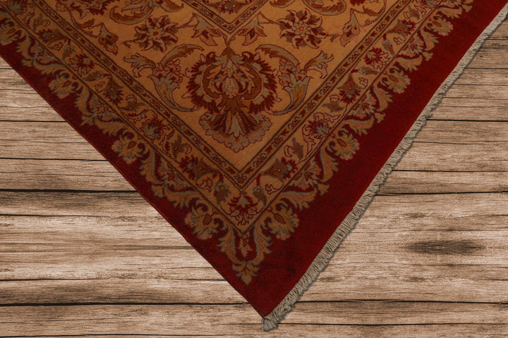 11x16 Burnt Orange, Light Gold, Mint Color Hand Knotted Tabriz wool Traditional Oriental Rug