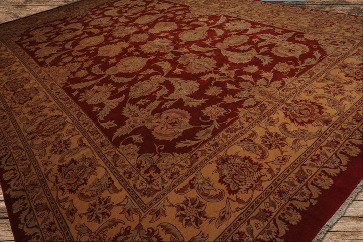 11x16 Burnt Orange, Light Gold, Mint Color Hand Knotted Tabriz wool Traditional Oriental Rug