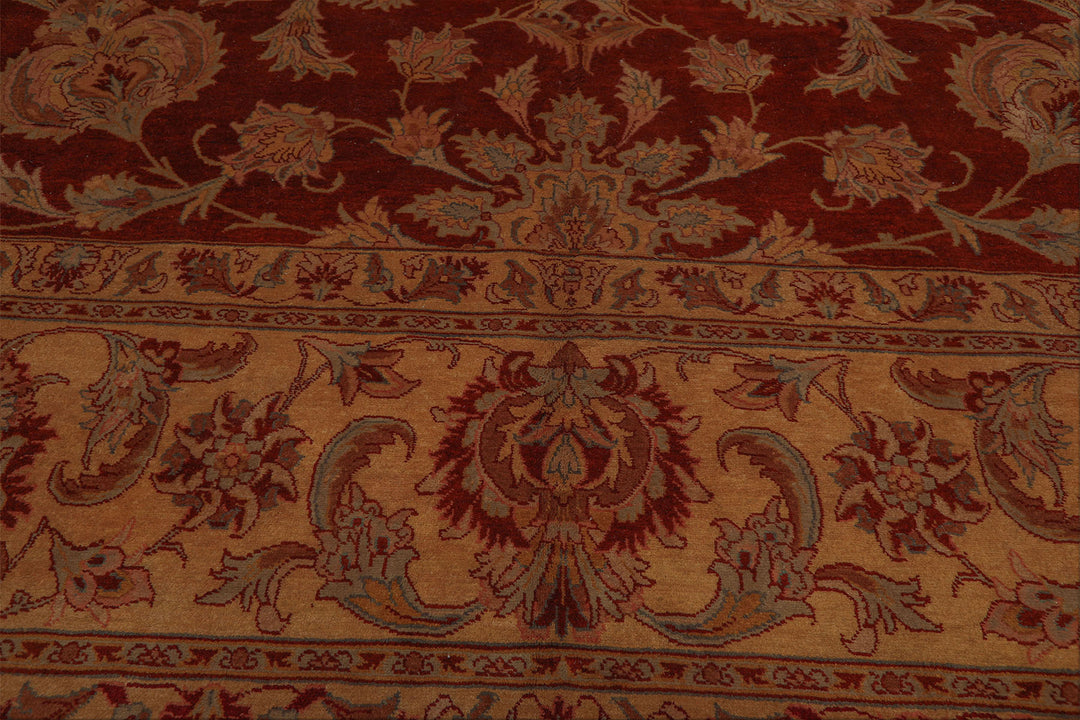 11x16 Burnt Orange, Light Gold, Mint Color Hand Knotted Tabriz wool Traditional Oriental Rug