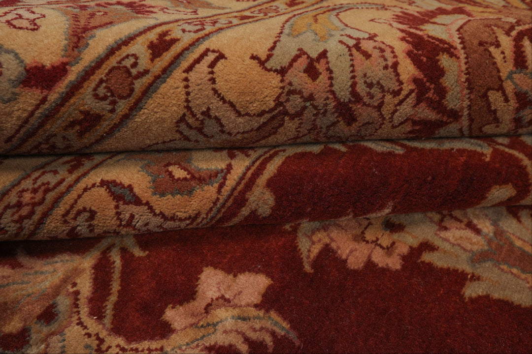 11x16 Burnt Orange, Light Gold, Mint Color Hand Knotted Tabriz wool Traditional Oriental Rug
