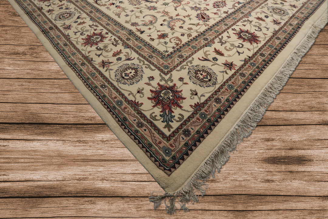 12x15 Ivory, Rose, Sage Color Hand Knotted Kashan wool Traditional Oriental Rug
